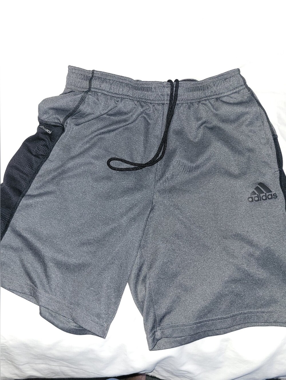 adidas Men's Heather Gray Athletic Shorts with Black Accents